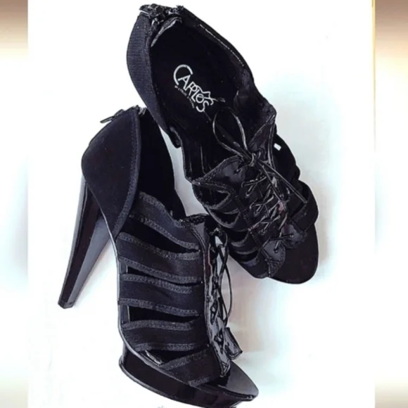 Carlos by Carlos Santana Platform Shoes w Peep Toe D'Orsay Heels Womens 8M Black - Picture 9 of 9